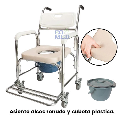 Silla Comodo Ducha Aumento Para Wc Baño 3 En 1 Aluminio Lujo