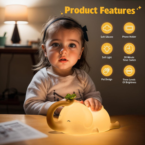Luz Nocturna Para Habitación Bebé, Luz Led Nocturna Silicona