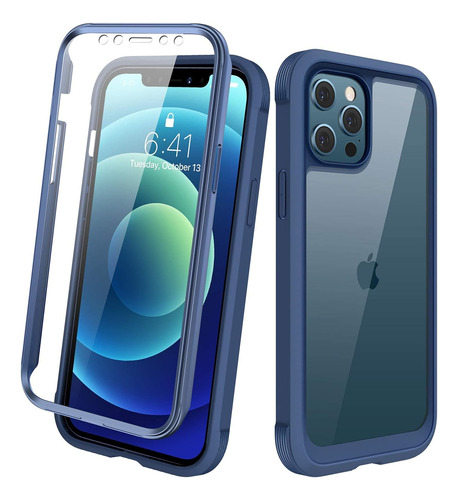Funda Diac iPhone 12/12 Pro + Protector Cristal Dark Blue