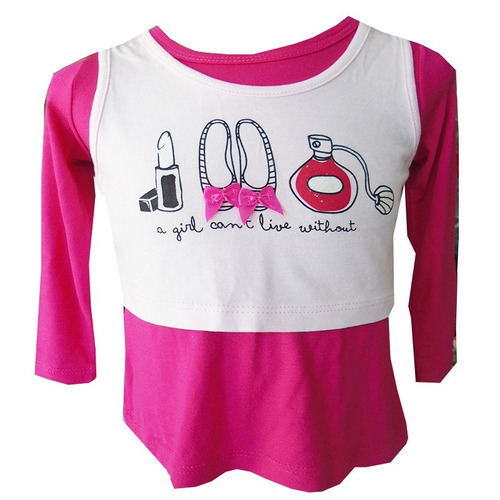 Conjunto Camiseta Manga Longa+ Regata Menina 3 Anos R9015