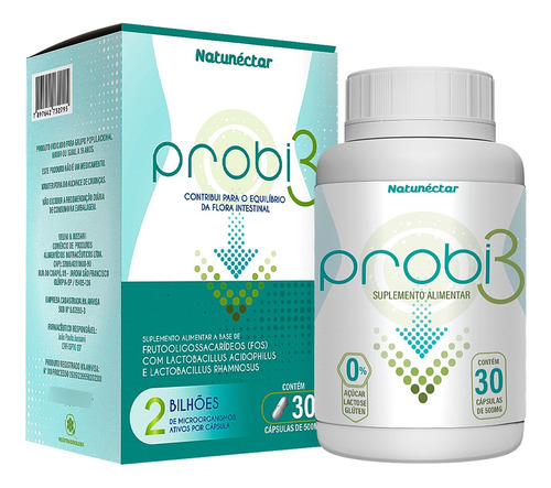Probi3 Suplemento Alimentar Natural Probiótico - 30 Cápsulas