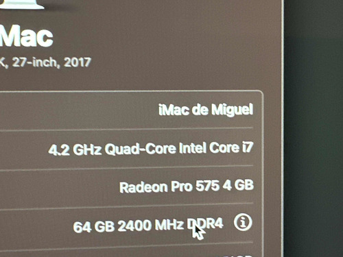 iMac 5k 27 Pulgadas Intel Core I7 64gb Memoria 2017 (Usado)