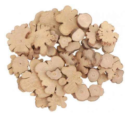 50 Piezas De Rodajas De Troncos De Madera Irregulares,