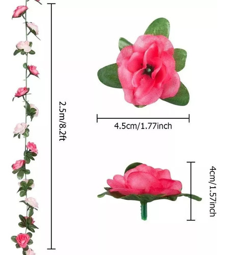 6pcs Guia Enredadera Con Rosas Artificial Decoración Flores