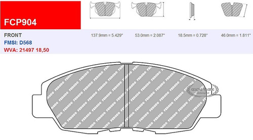 Pastillas De Freno Ferodo Fcp904h Para Honda Prelude Etc