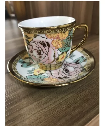 Conjunto de xícaras e bule de porcelana para chá ou café 13 peças