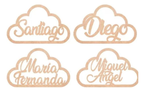 Nube Nombre Personalizado 40cm X 60cm Madera Mdf