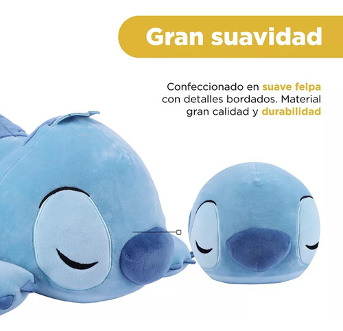 Miniso Peluche Stitch Acostado Felpa Azul 63x59 Cm