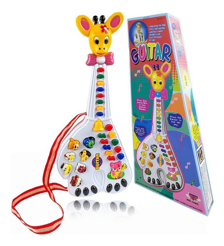 Brinquedo Guitarra De Animais Infantil Musical Bebê Com Luz