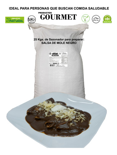 Salsa De Mole Negro Deshidratada Polvo 25k, Especias Kosher