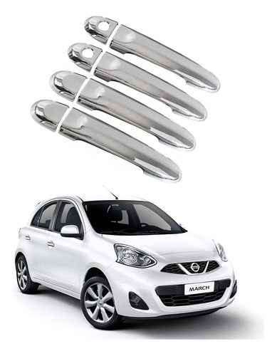 Kit 4 Cubre Manijas Cromadas Nissan March Versa 2012 / 2020