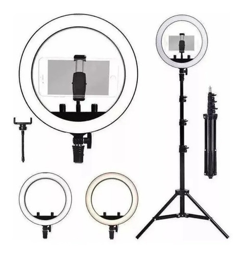 Ring Light Tripé Iluminador Led Portátil 26cm + Tripé 210cm