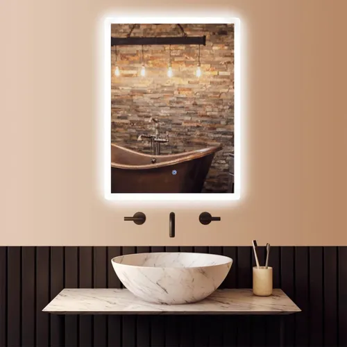 Espejo Con Luz Led Y Boton Touch 60cm X 80cm Alto Vertical