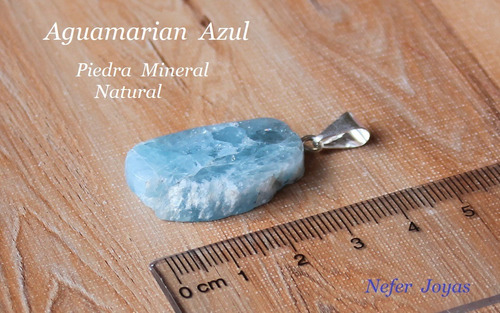 Aguamarina Azul Natural Calidad Gema Dije Engarce Plata 925