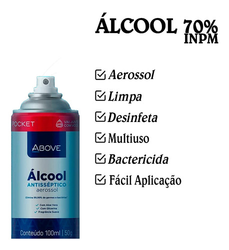 Álcool 70% Inpm Spray Aerosol  100ml/50gr - Above