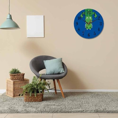 Reloj De Pared De Cocodrilo Verde Dibujo Animado Con Dientes