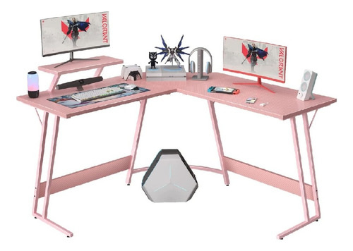 Mesa Gaming Homall 50.4 En Forma De L White/pink