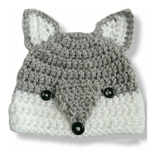 Gorro Tejido A Crochet De Lobito, Para Bebés