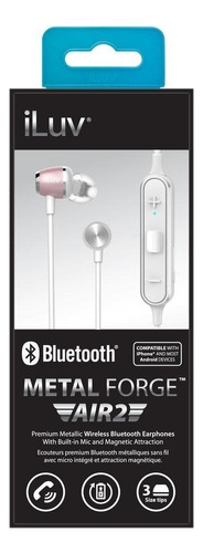 Audifonos Bluetooth Manos Libres (iluv) Metal Forge Air2 Ori Color Rosa Gold