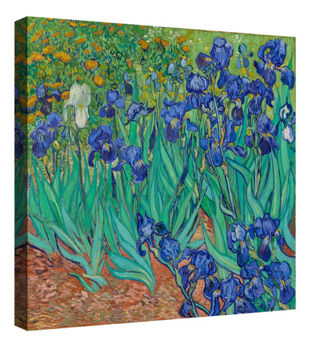 Cuadro Decorativo Canvas Moderno Lirios Van Gogh 90x90cm Color Natural Armazón Natural
