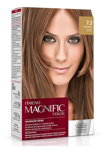 Kit Tintura Amend  Magnific color Kit coloração creme tom 7.3 loiro avelã para cabelo