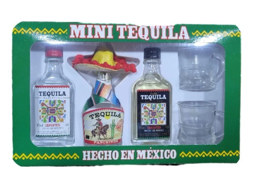 3 Minis Tequilas Panchitos Estuche Con 2 Shots. De México 