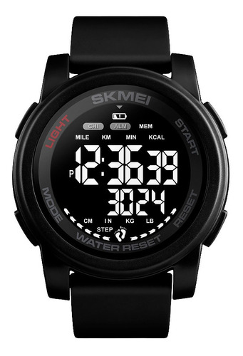 Relógio masculino Skmei 1469 com alarme digital, cronômetro, pedômetro, cor de malha, preto/preto