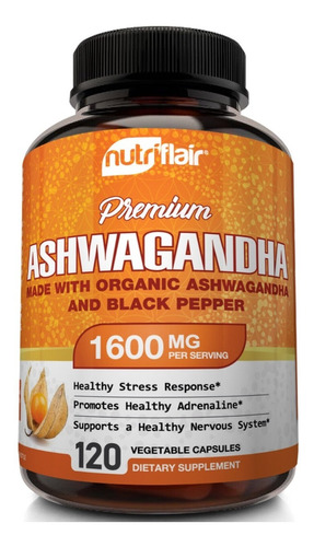 Ashwagandha 1600mg C/ 10 Mg Extracto De Pimienta Organica Us