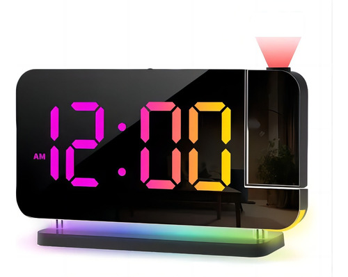 Reloj Despertador De Proyección De Escritorio Led Colorido