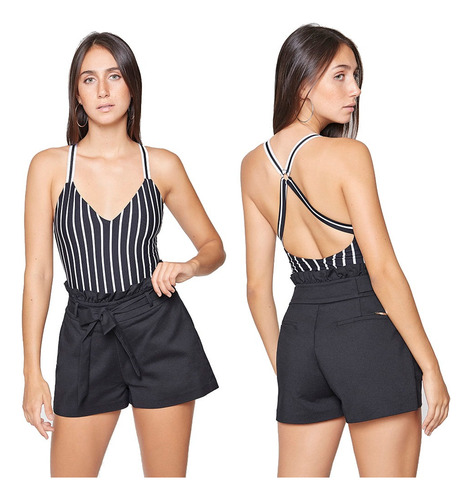 Blusa Body Studio F Stretch Lycra Cruzado Escote V