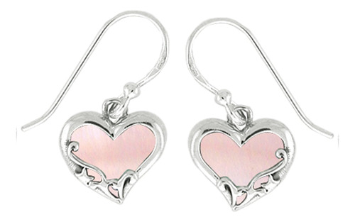 Pendientes De Corazón De Concha Rosa De Plata Esterlina De B