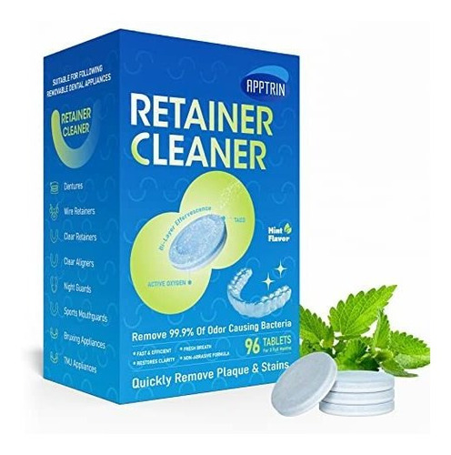 Apptrin Retainer Cleaner Tablets 96 Pcs, 3 Months Supply Tab