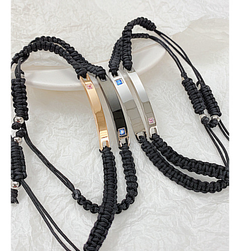 2 Pulseras Trenzadas Acero Inoxidable Ajustables Parejas