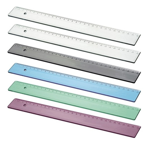 Imagem 1 de 1 de Régua Pp Escolar 30cm 965.0 Pt Com 6 Un Cores Neon Acrimet
