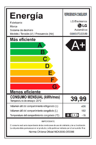 Refrigerador Side By Side LG 598 L No Frost Modelo Ls66sxtc