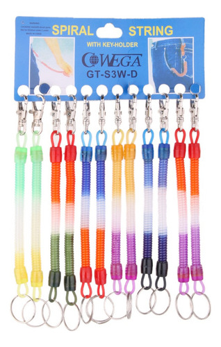 Y 12pcs Resorte De Plástico Espiral Llavero Retráctil Clips