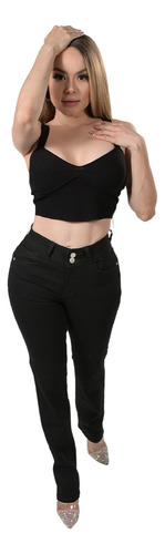 Pantalón Britos Jeans Mujer Recto Negro 024877