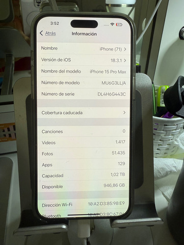 Iphone15 Promax 1tb Impec +apple Clear Case+pulsera Strass Plateado (Usado)