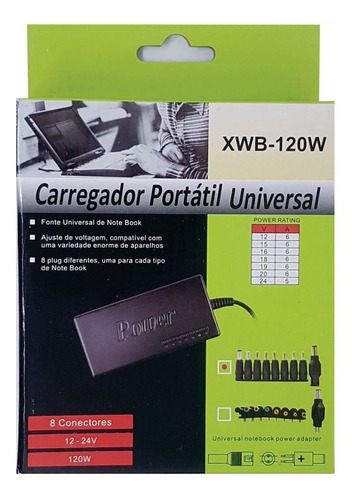 Carregador Portátil Universal Para Notebook Xwb-120w