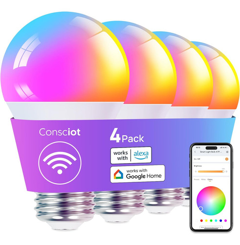 Bombilla Led Inteligente A19 Wifi Compatible Con Alexa Y Goo