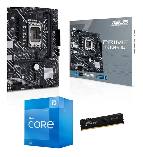 Kit Intel 12ª Geração I5 12400f + H610m-e D4 + 16gb 2666mhz Cor Preto