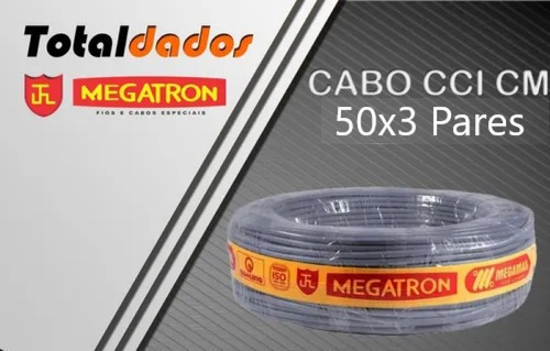 Cabo Cci Cm 50x3 Pares Cinza Megatron Com 100 Metros Cert.