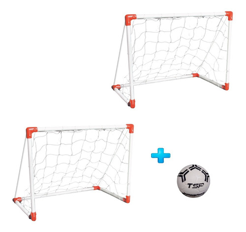 Set 2 Arcos Futbol Metal Metalico Red + Pelota Papi Baby