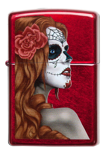 Imagen 7 de 10 de Encendedor Zippo Lighter Day Of The Dead Girl Rojo