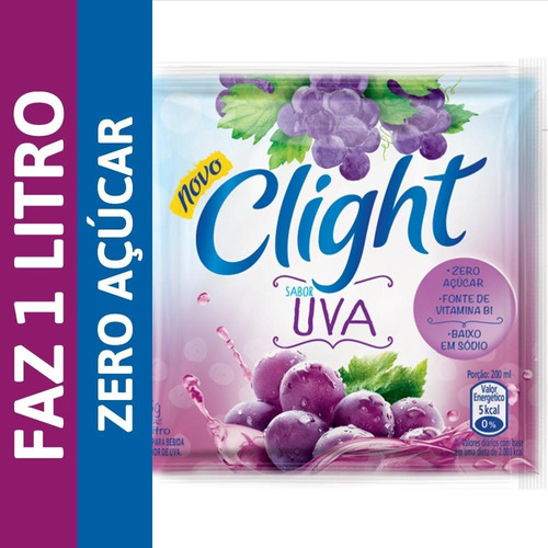 Suco Em Pó Zero Açúcar Vitaminas Uva 8g Clight