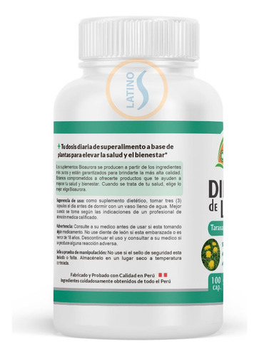 Diente De Leon 100 Capsulas 500mg Bioaurora