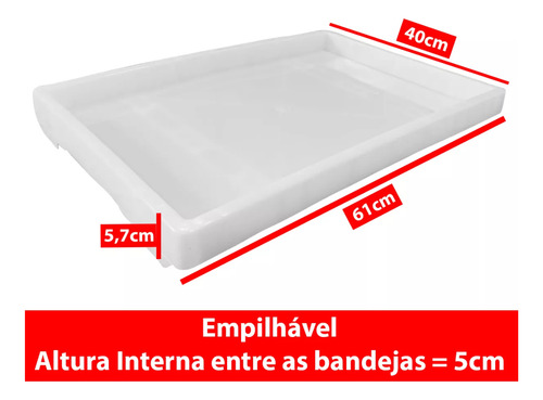 3 Bandejas Plastica Para Esfiha Salgados Esfirra Espilhável Cor Branco