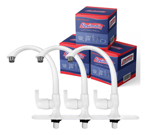 Kit 3 Llave Fregadero Fleximatic 4431 Blanco Facil Inst