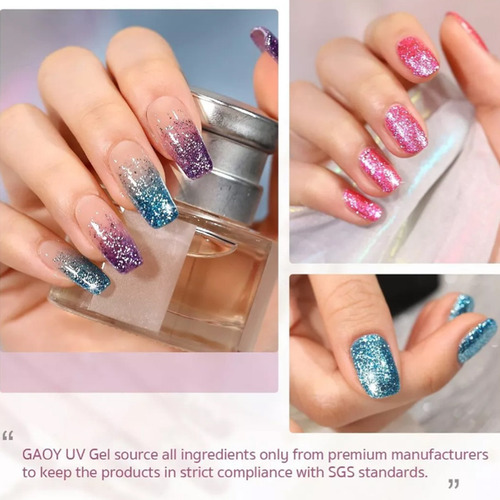 Esmaltes De Uñas Gel Con Purpurina Dorada Plateada 6 Color