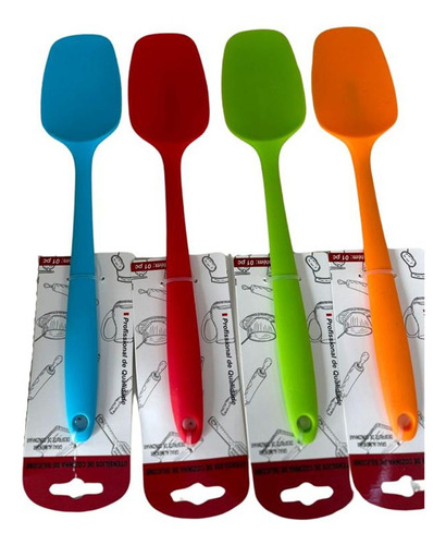 Espátula Colher De Silicone Diversas Funcionalidades Cor Azul-aço